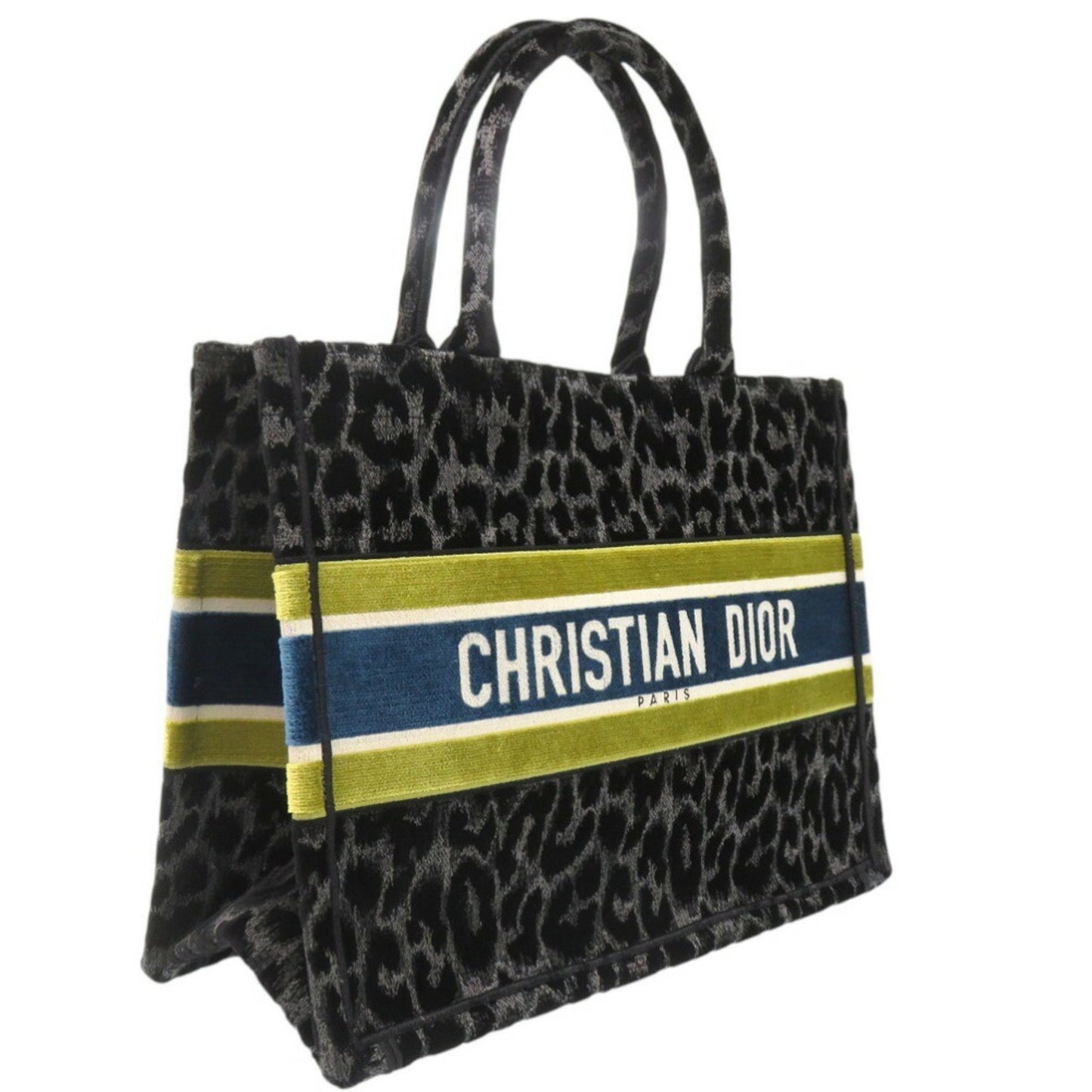 Christian Dior Velour Leopard Book Tote Medium Black 0003Christian