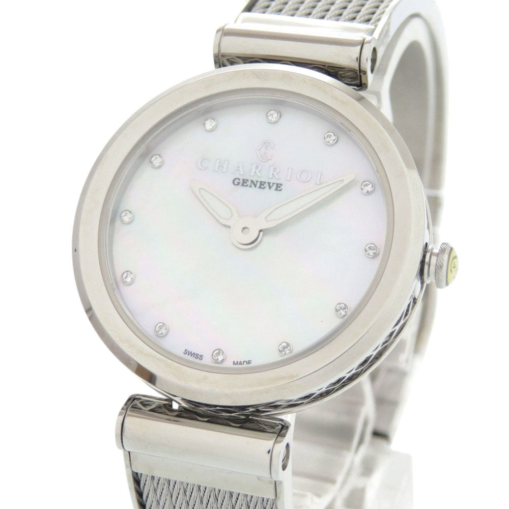 Unused Charriol FOREVER WATCH FE32.101.000 Stainless Steel White Shell Dial Quartz Wristwatch 1439 CHARRIOL — Like New