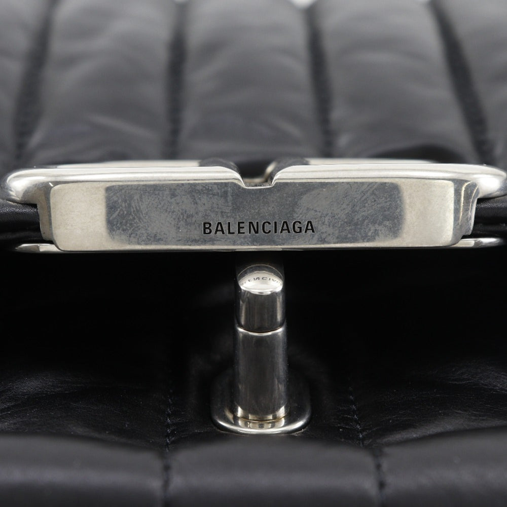 Balenciaga Monaco Shoulder Bag, Quilted, Calfskin, Black, A5 Size, Turn-Lock, Women's, 787896 — Like New