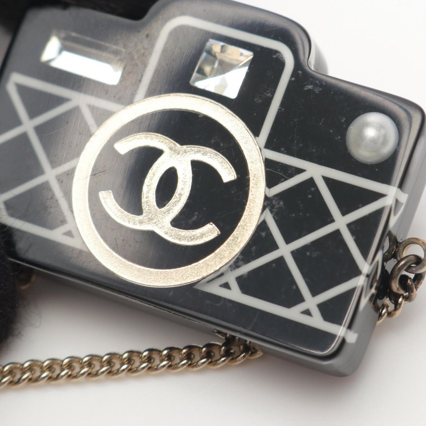 CHANEL Coco Mark Brooch, Gold-Plated Plastic, Women's, Black and Gold