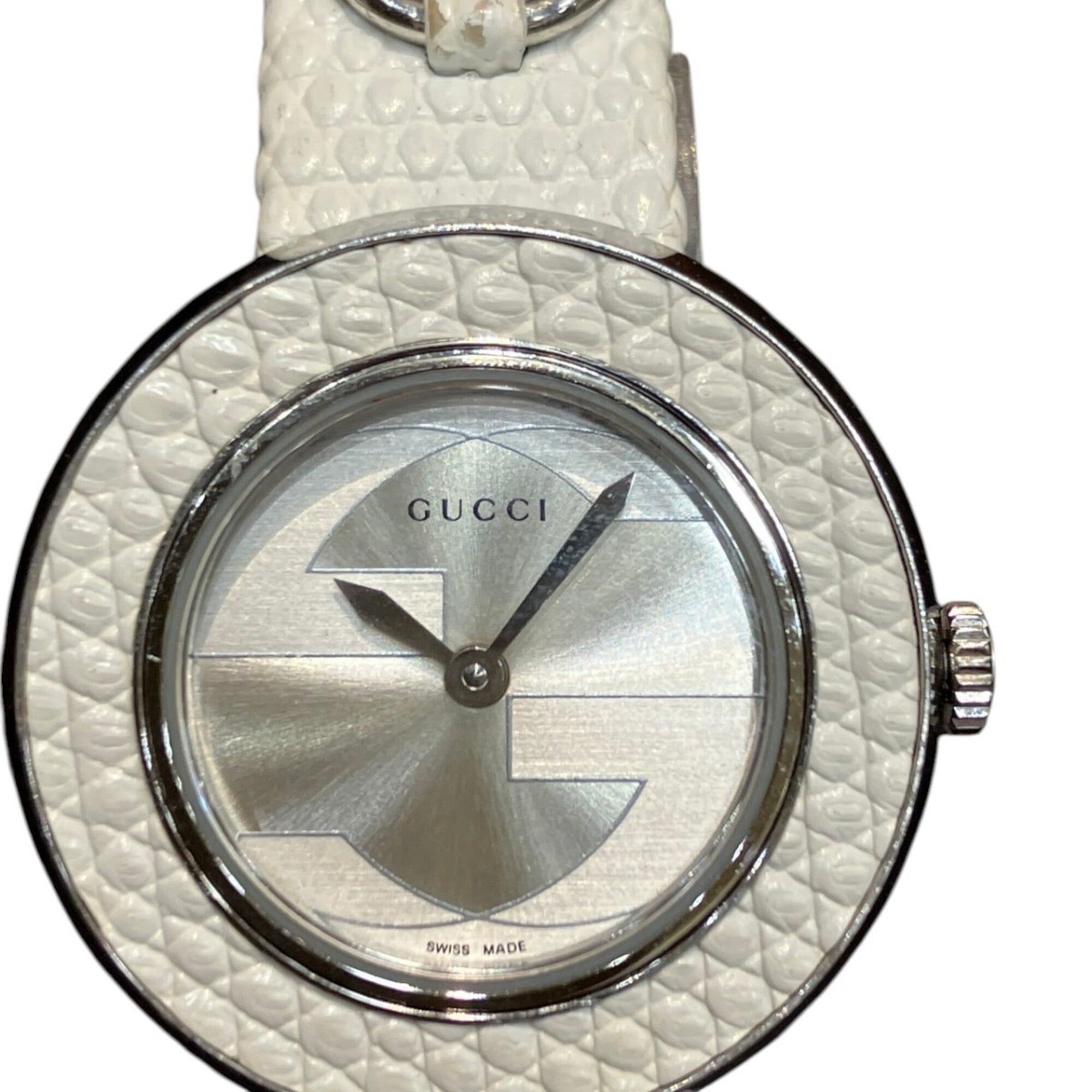 Gucci Horsebit watch, total weight 24.6g, stainless steel, genuine leather strap, quartz movement, white mother-of-pearl dial, 129.5 — Good