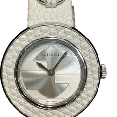 Gucci Horsebit watch, total weight 24.6g, stainless steel, genuine leather strap, quartz movement, white mother-of-pearl dial, 129.5 — Good
