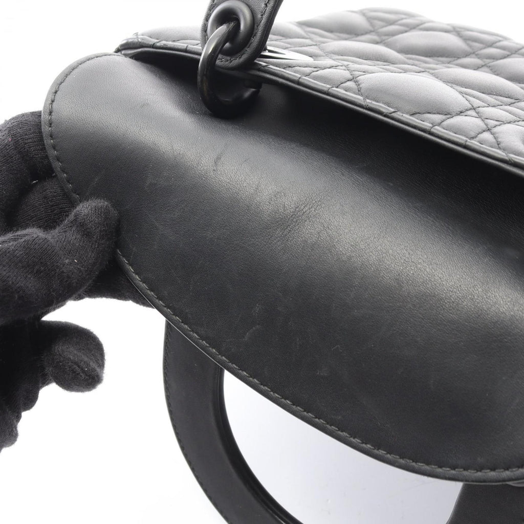 Christian Dior Dior LADY DIOR MY ABCDIOR Lady Small Cannage Handbag, Leather, Women's, Black