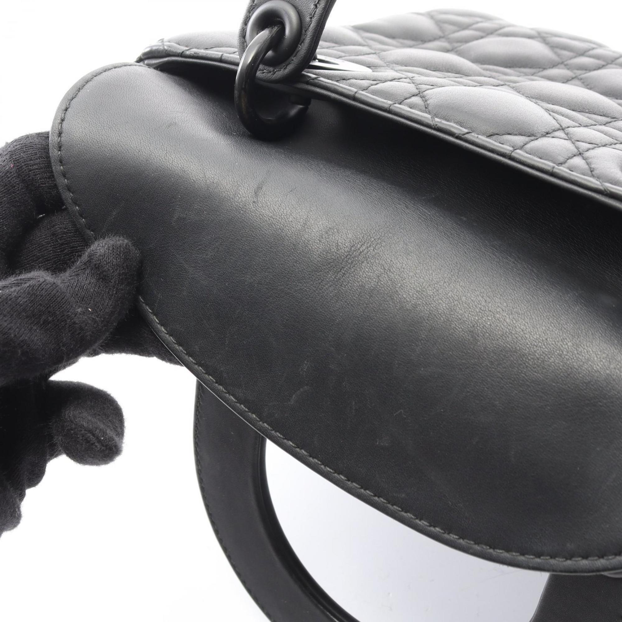 Christian Dior Dior LADY DIOR MY ABCDIOR Lady Small Cannage Handbag, Leather, Women's, Black