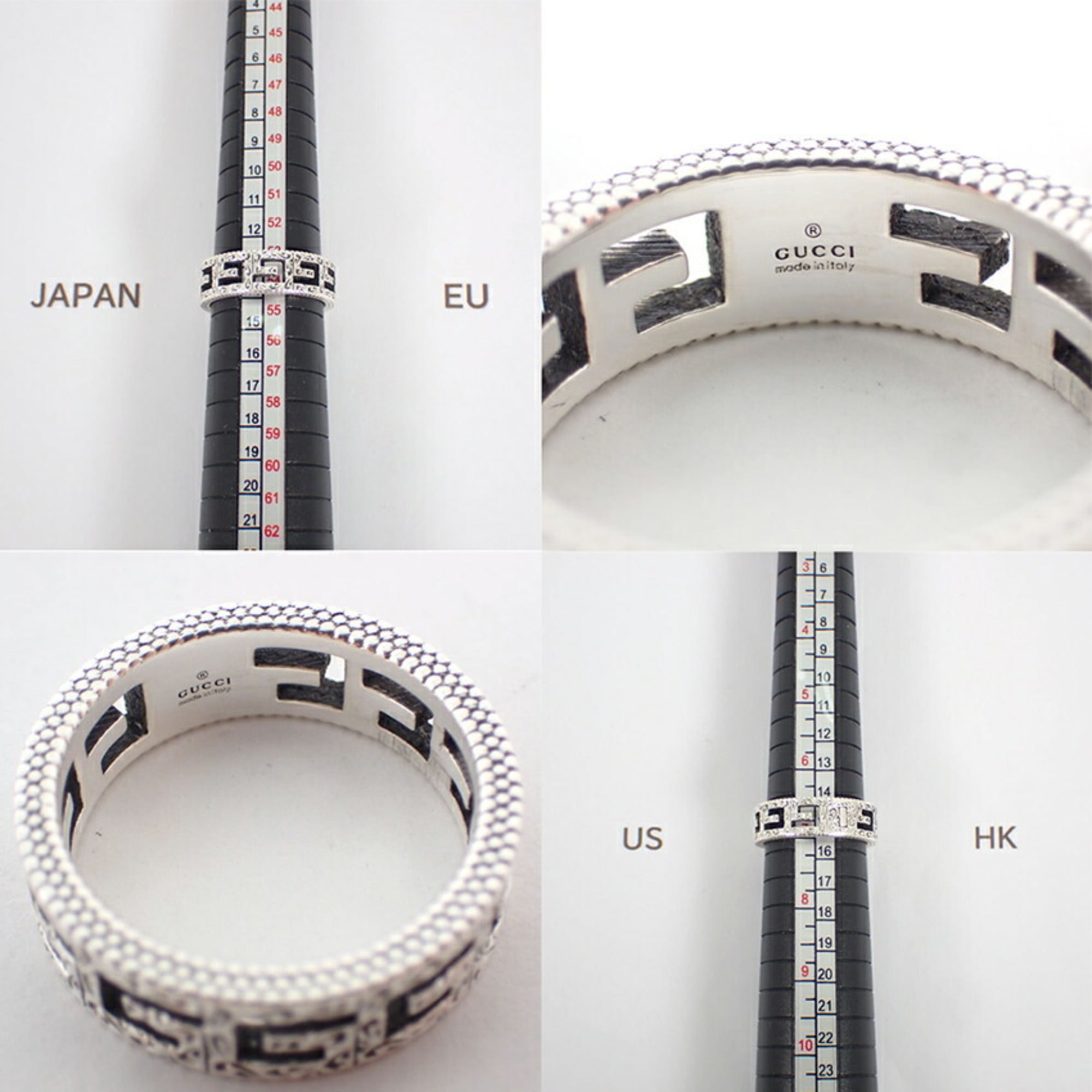 GUCCI 925 Arabesque Square G Ring, Size 14 — Like New