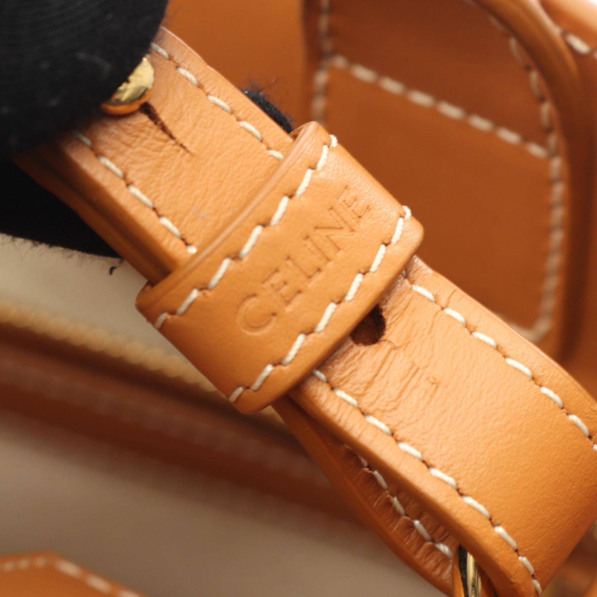 Celine Small Vertical Cabas Tote Bag in Canvas and Leather, Women's, White/Brown, 192082BNZ