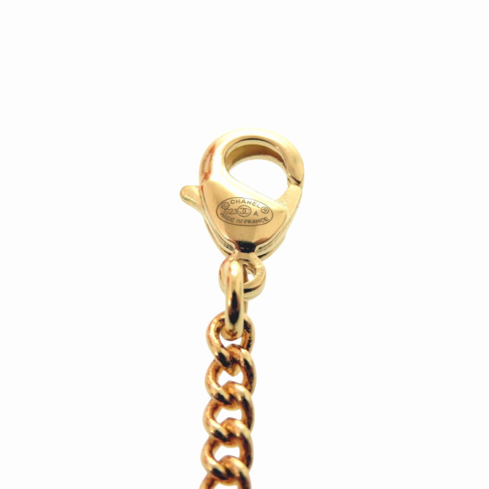 Chanel Coco Mark African Continent Motif Metal Faux Pearl Rhinestone Gold Necklace 0357CHANEL — Like New