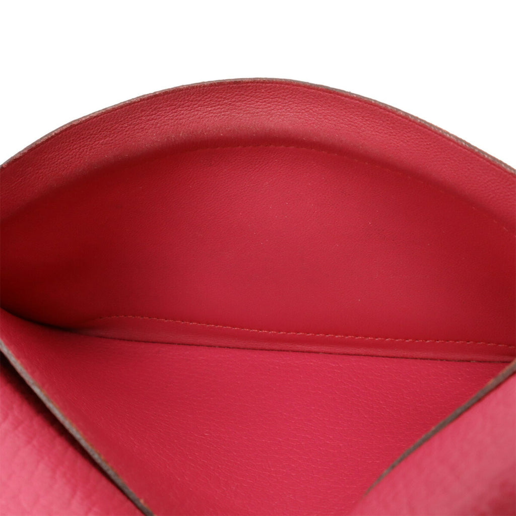 HERMES Azap Combine Round Long Wallet in Chevre Leather, Fuchsia Pink, Stamped with "M"