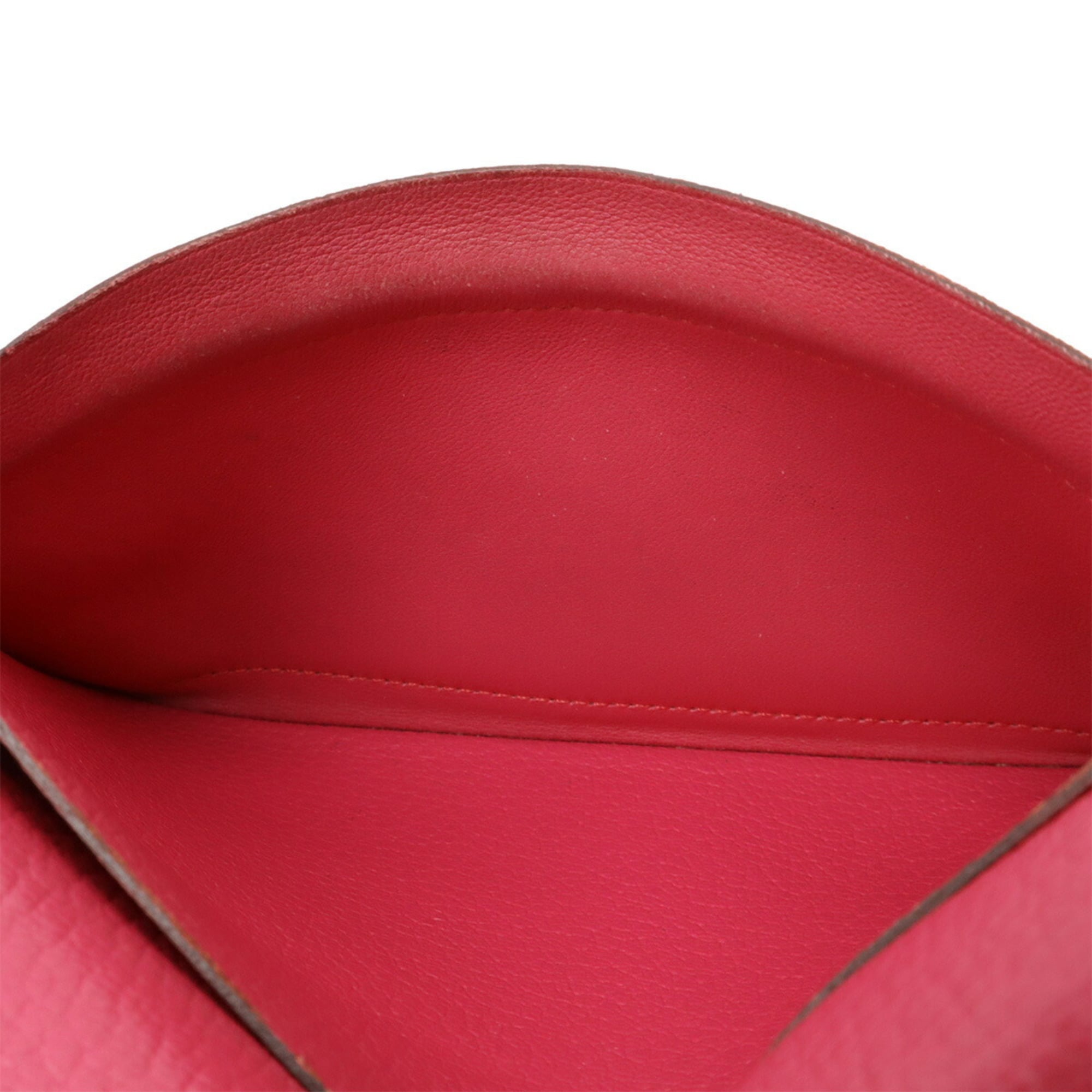 HERMES Azap Combine Round Long Wallet in Chevre Leather, Fuchsia Pink, Stamped with "M"