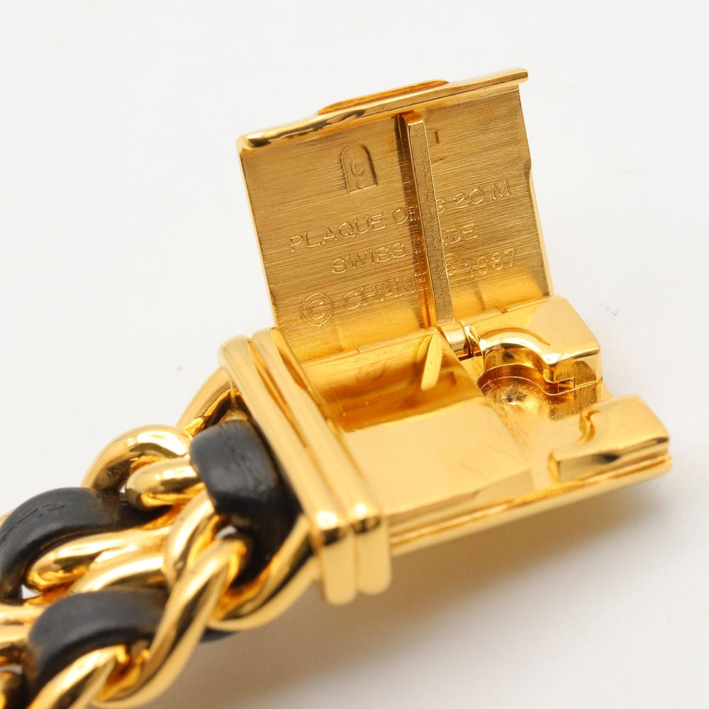 Chanel CHANEL Première S Watch, Gold Plated (GP), Leather Strap, Women's, Black, H0001 — Very Good