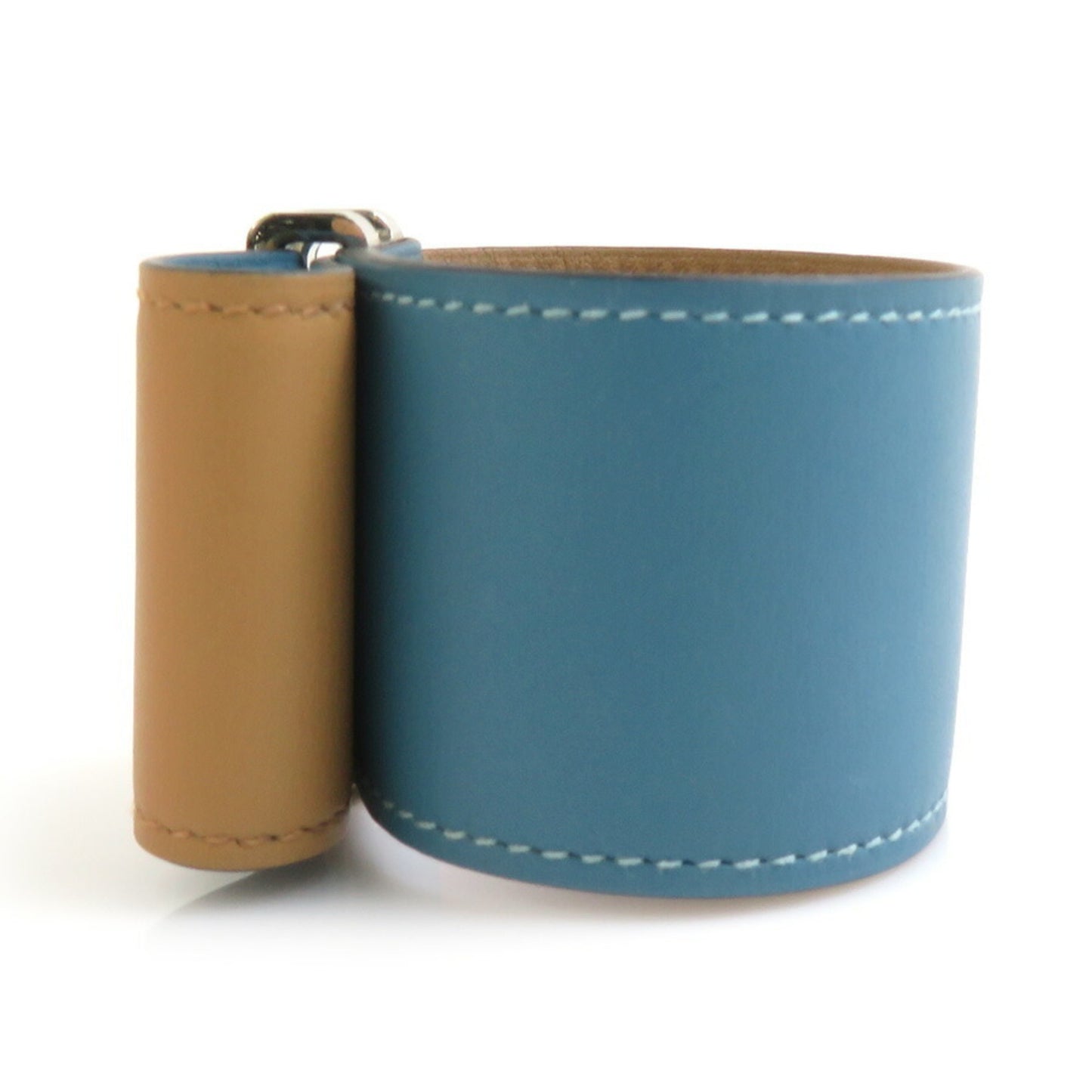 Hermes Hermès Elan Bracelet, Leather, Metal, Blue, Brown, Silver, Women's, e60686g