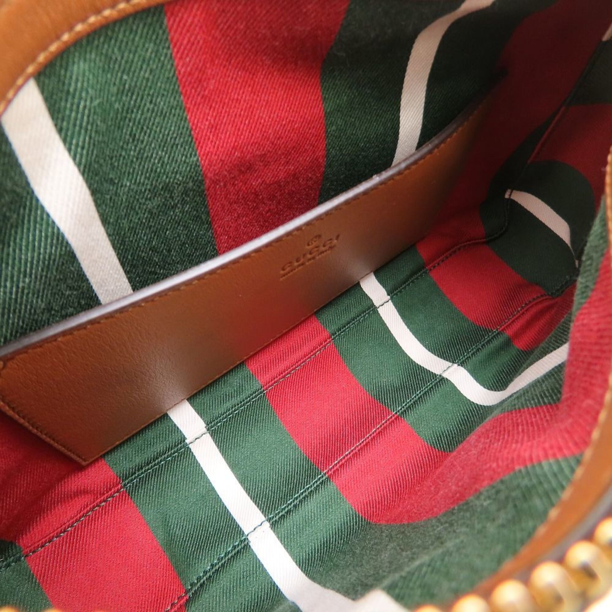 GUCCI GG Emblem Small 815218 Shoulder Bag Supreme x Leather Beige Brown Women's 353420 — Like New