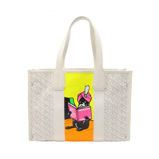 Goyard Villette PM Hulo Indian Motif Tote Bag in Coated Canvas and Leather, Women's, White, Multicolor
