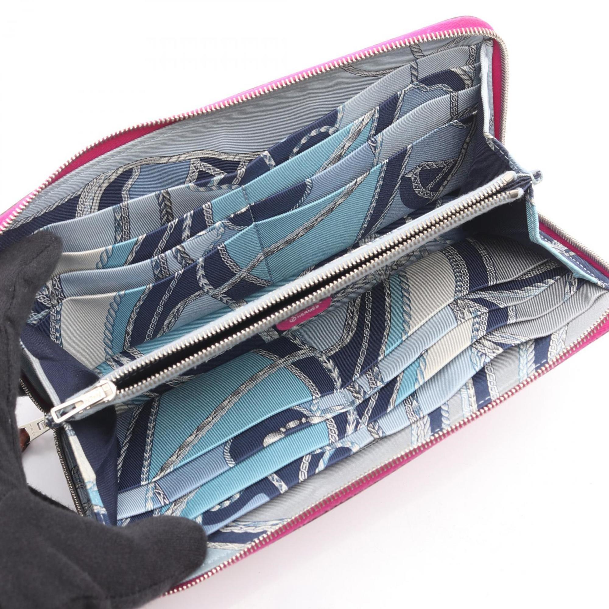 Hermes Hermès Azap Long Silk-in Round Wallet in Calfskin Leather (Veau Epsom Leather) for Women, Purple