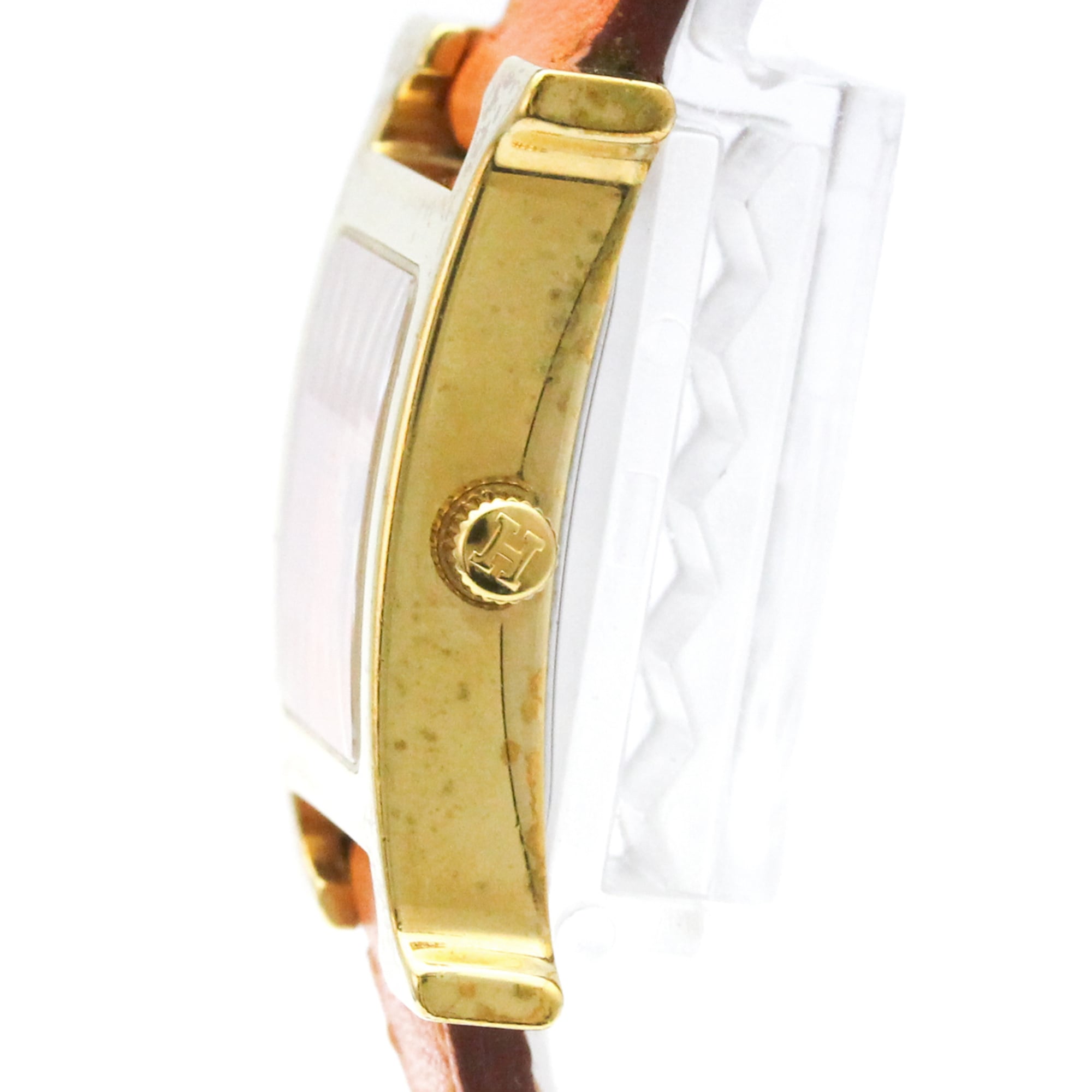 HERMES H Watch Gold Plated Leather Quartz Ladies Watch HH1.201 — Good