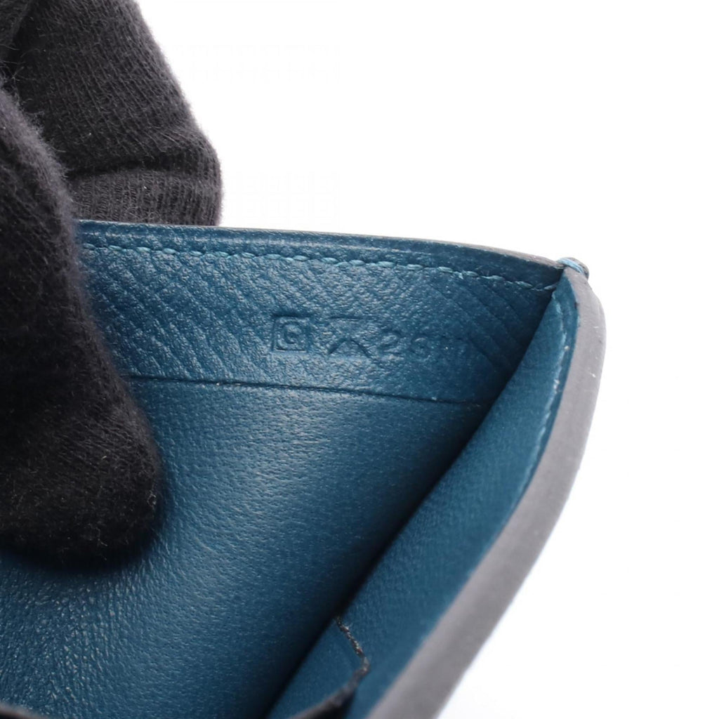 Hermes Hermès MC2 Thales Bifold Wallet in Calfskin Leather (Cowhide) with Epsom Leather, Men's Blue