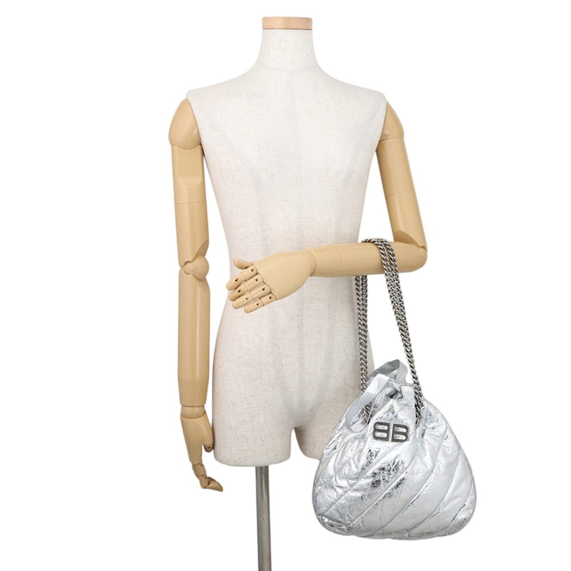 Balenciaga Shoulder Bag Crushed Chain Tote Small Leather 742942 BALENCIAGA 2-way Handbag — Like New