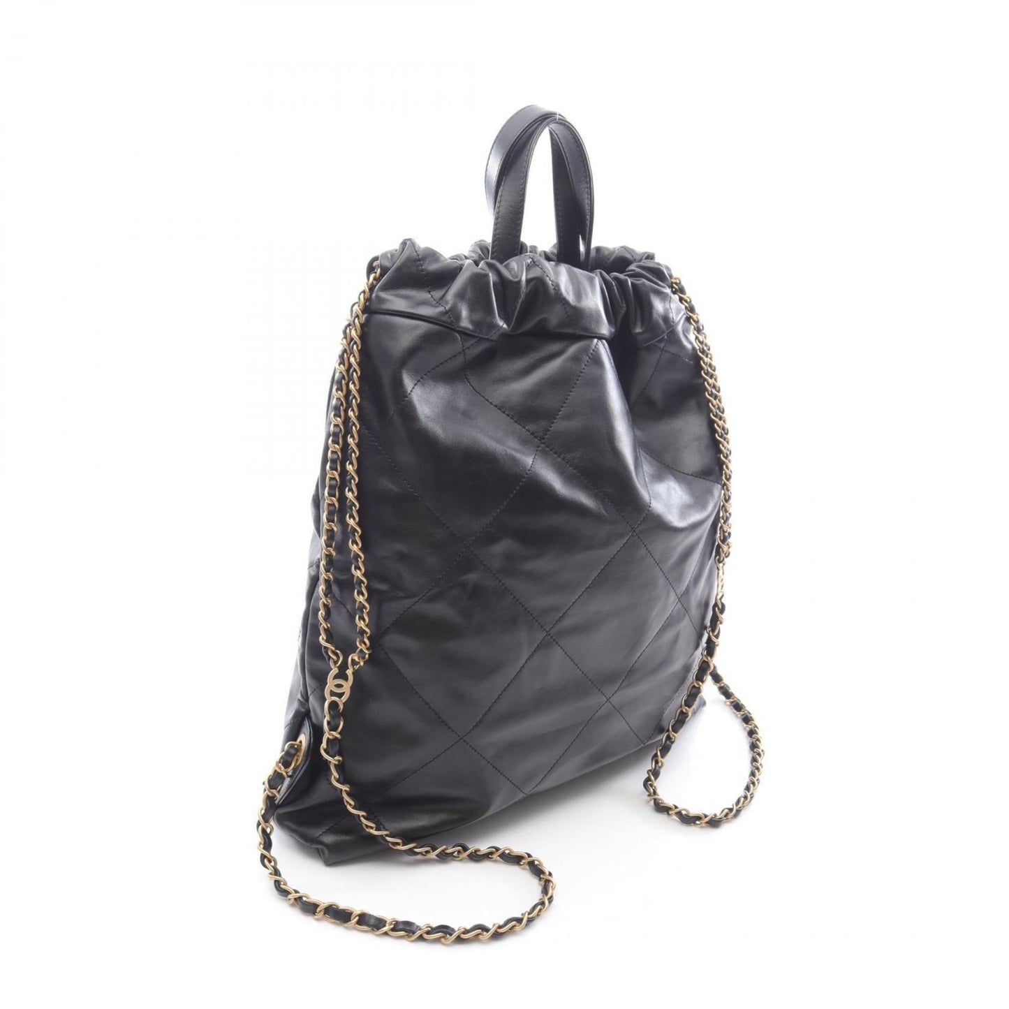CHANEL 22 Large Backpack, Leather, Women's, Black, AS3313