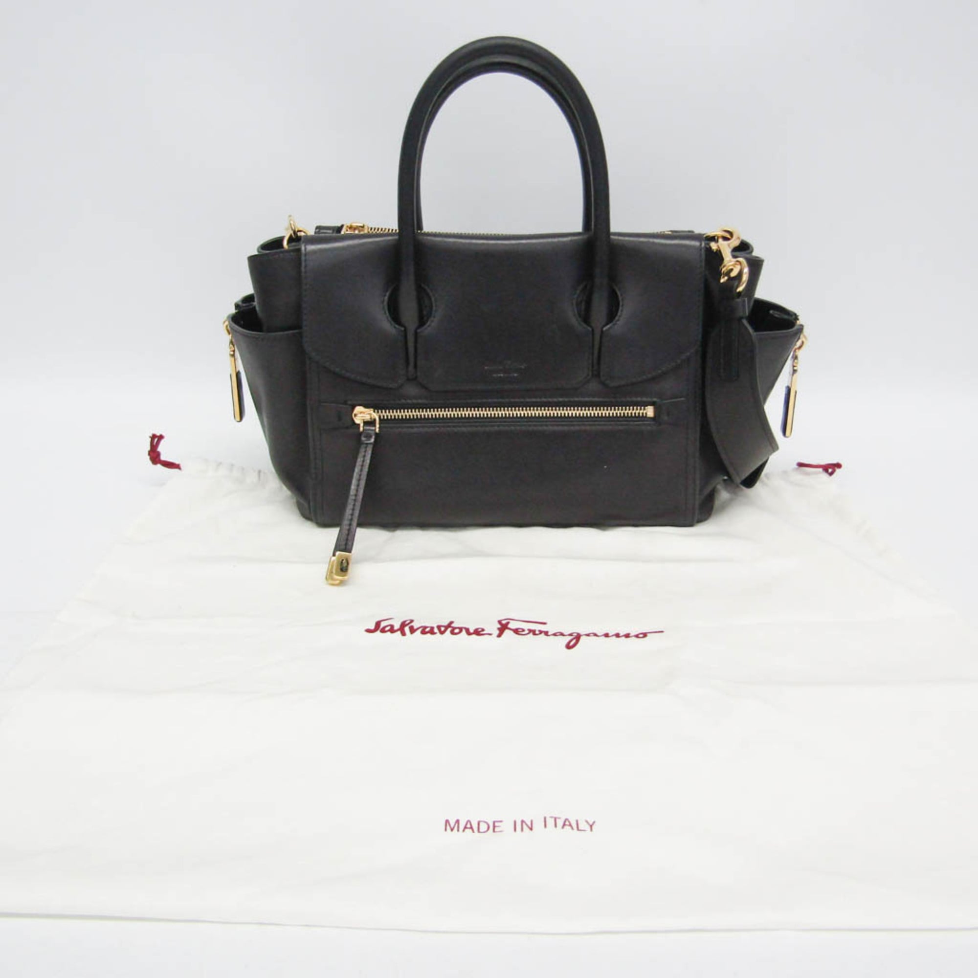 Salvatore Ferragamo GF-21 G840 Women's Leather Handbag,Shoulder Bag Dark Navy — Like New