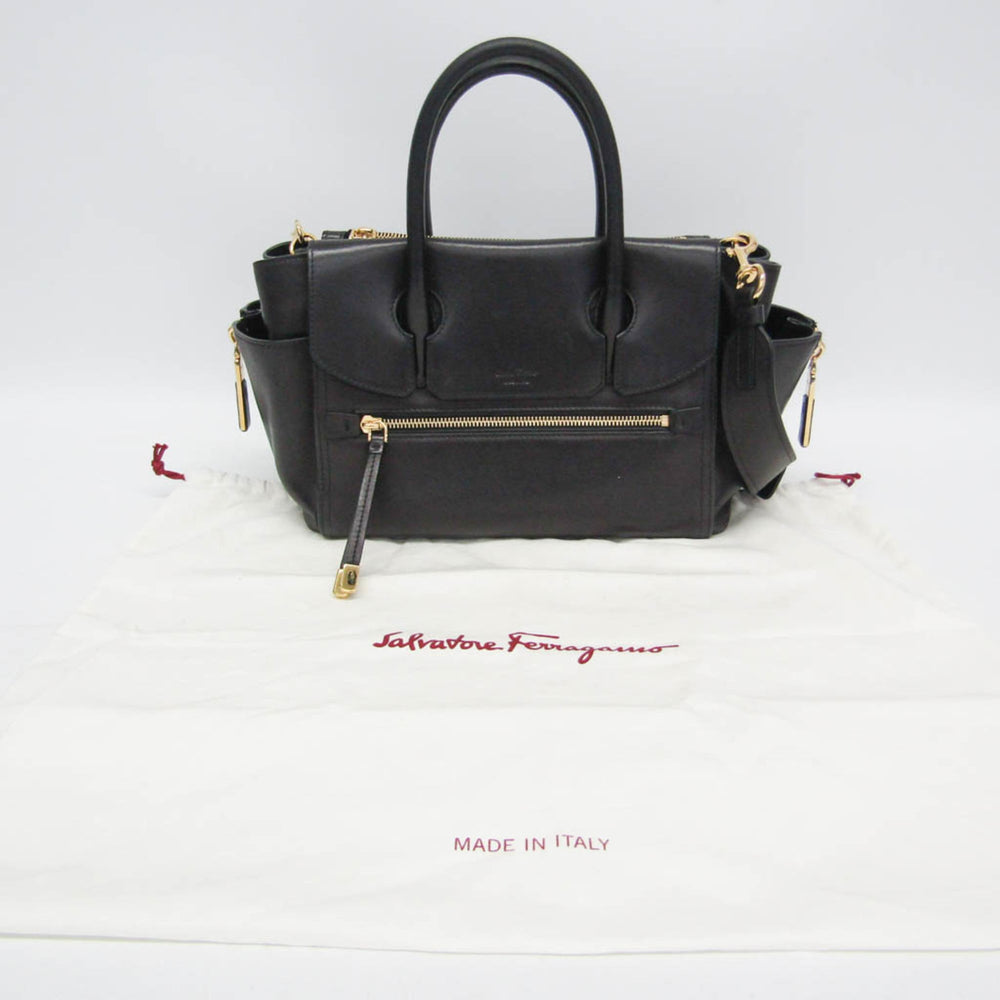 Salvatore Ferragamo GF-21 G840 Women's Leather Handbag,Shoulder Bag Dark Navy — Like New