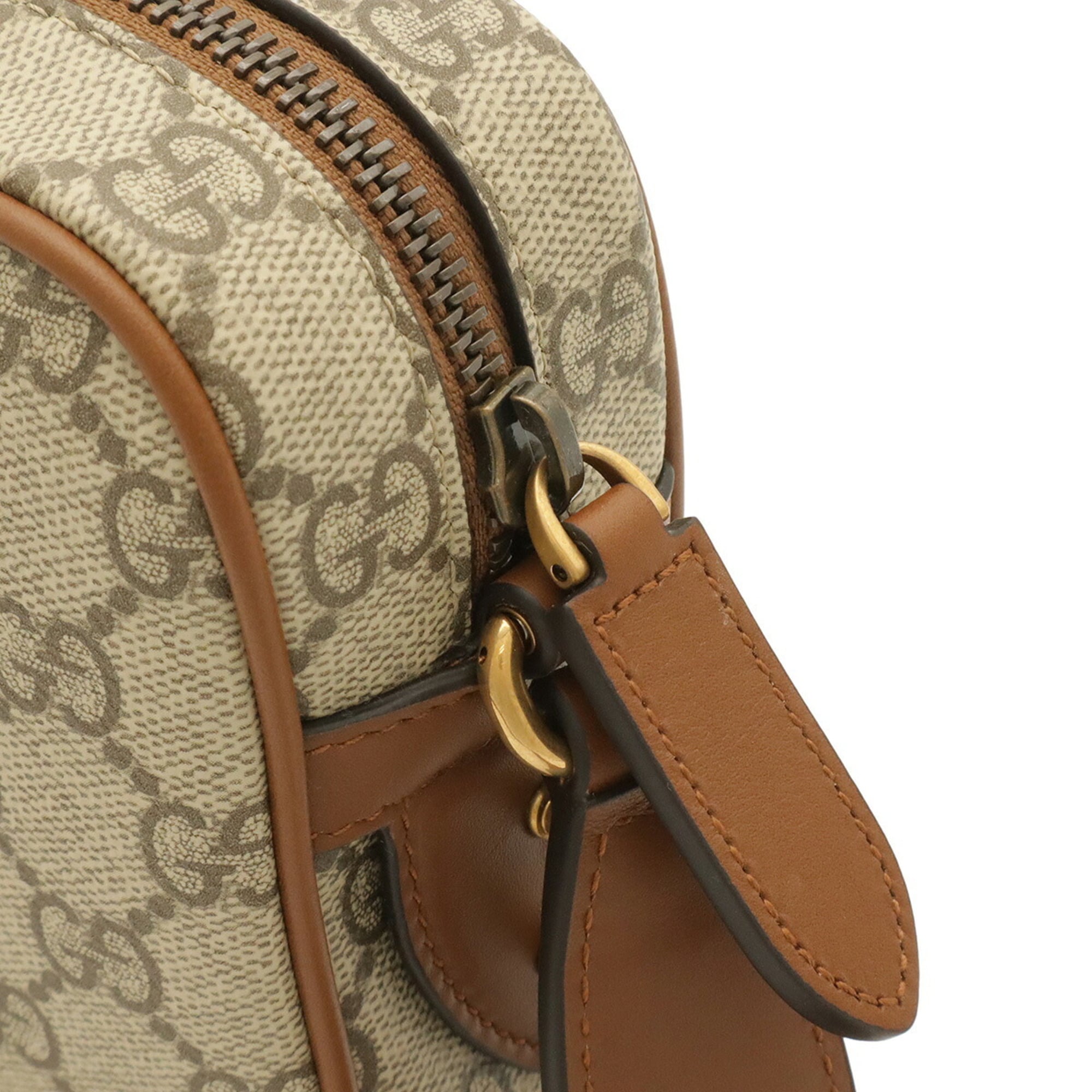GUCCI GG Emblem Shoulder Bag, Canvas and Leather, Beige/Brown, 821216 — New - Store Return