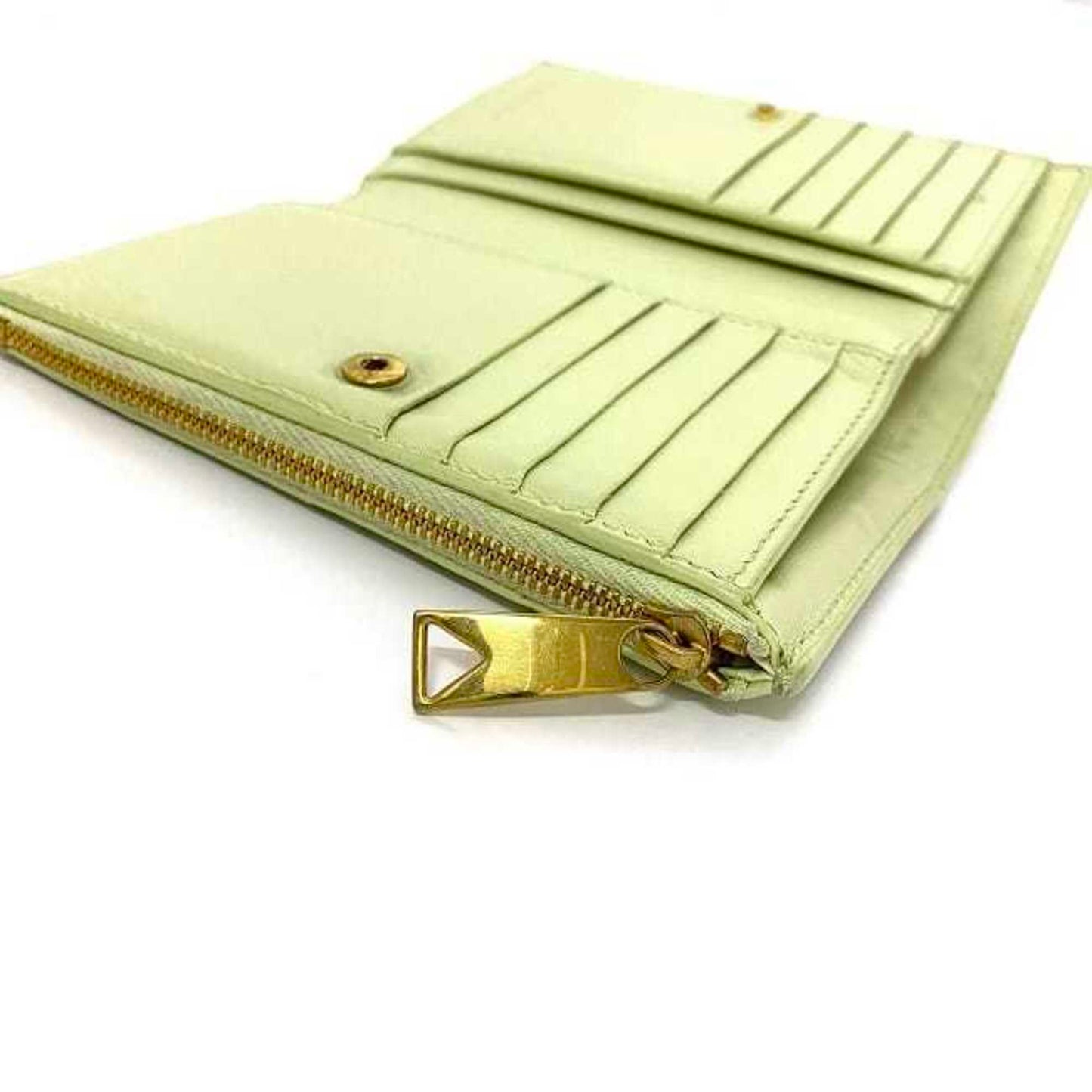 Bottega Veneta bi-fold wallet light green yellow intrecciato leather BOTTEGA VENETA 10 pieces soft