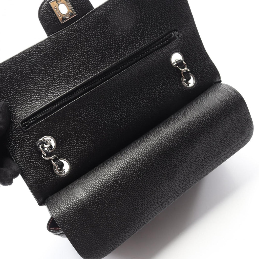 CHANEL Matelasse Double Flap Shoulder Bag in Grained Calfskin Leather, Black, Women's, A01112