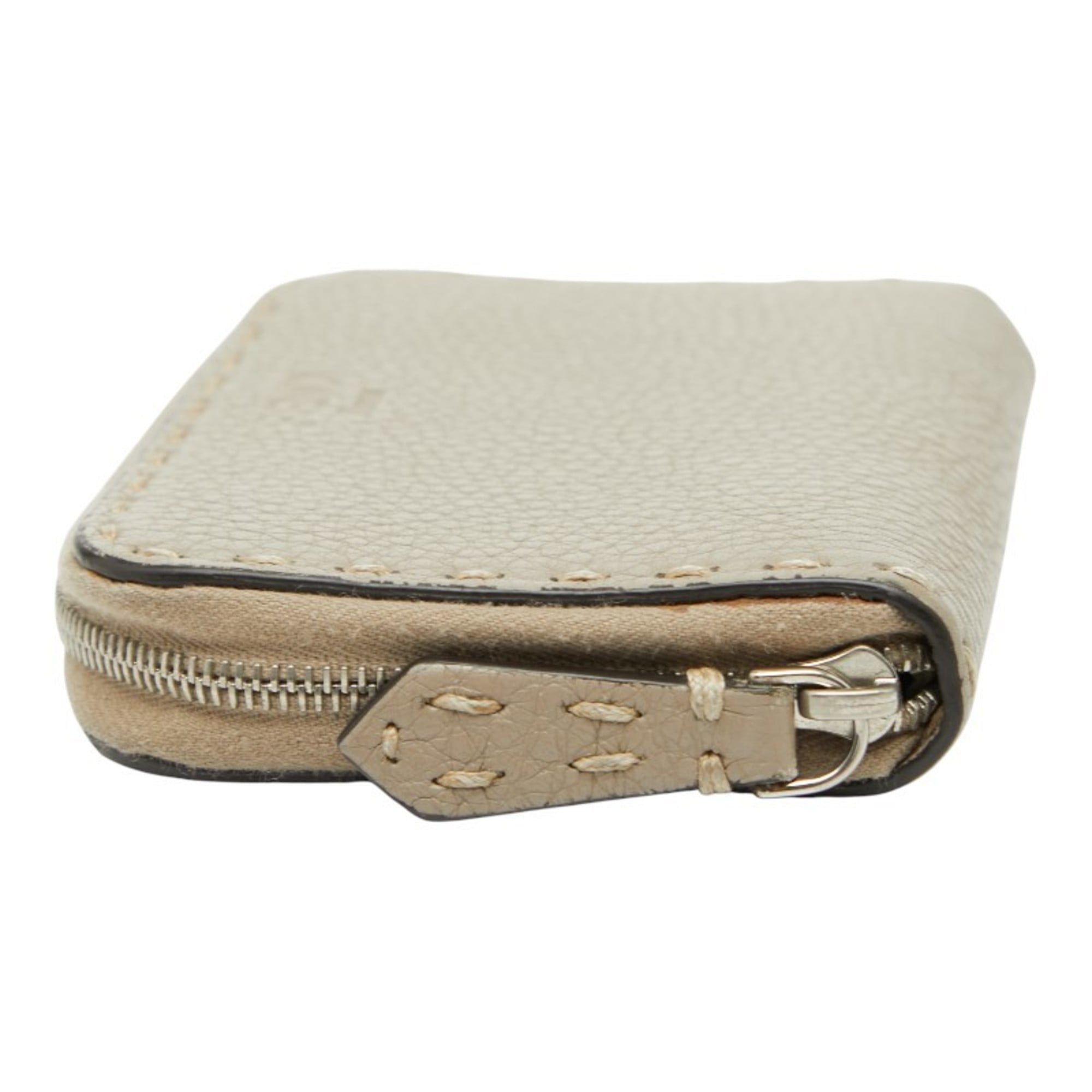 Fendi Selleria Wallet/Coin Purse 8M0313 Greige Leather Women's FENDI