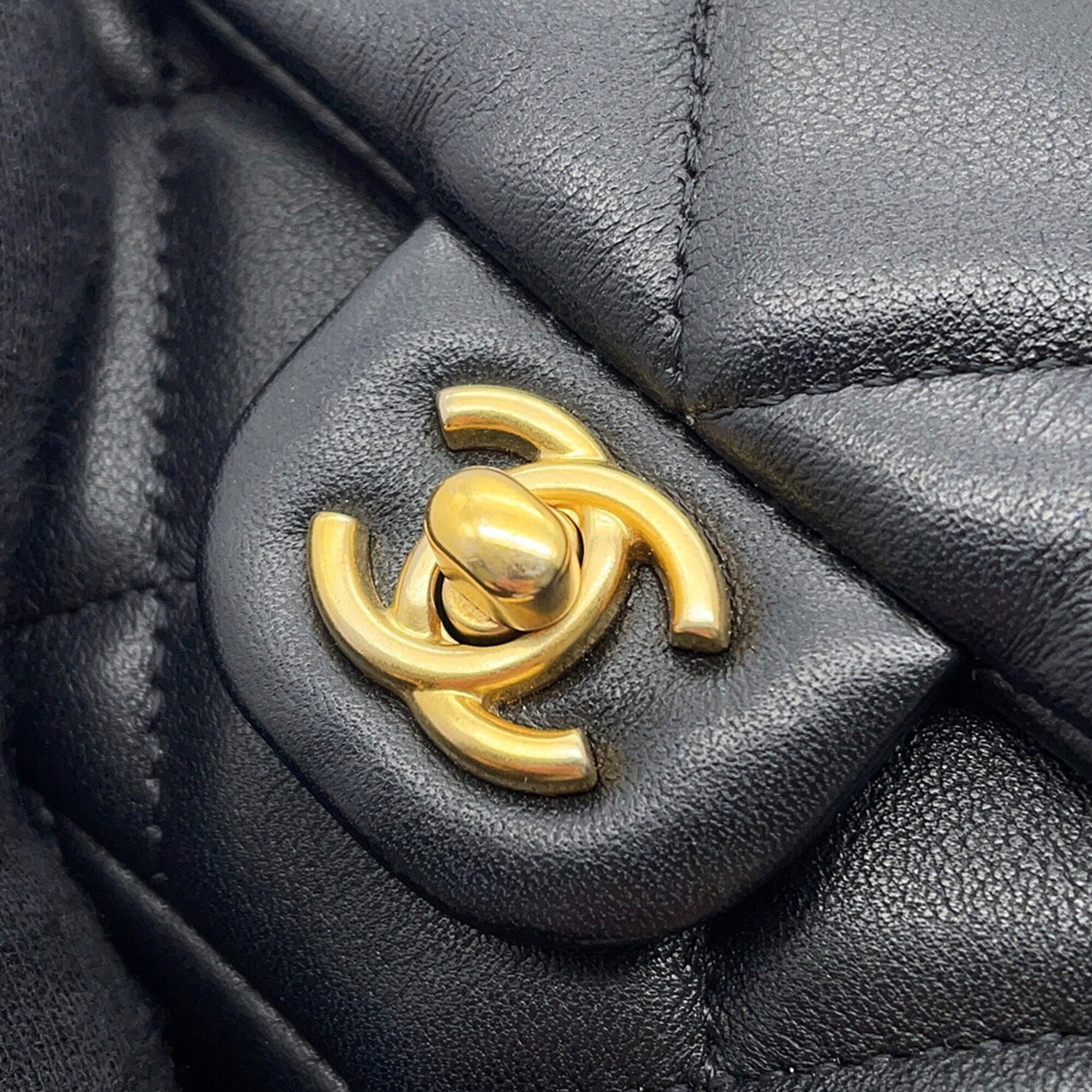 Chanel Chain Shoulder Bag Matelassé Coco Mark Lambskin AP2271 CHANEL Black Handbag Women's — Like New