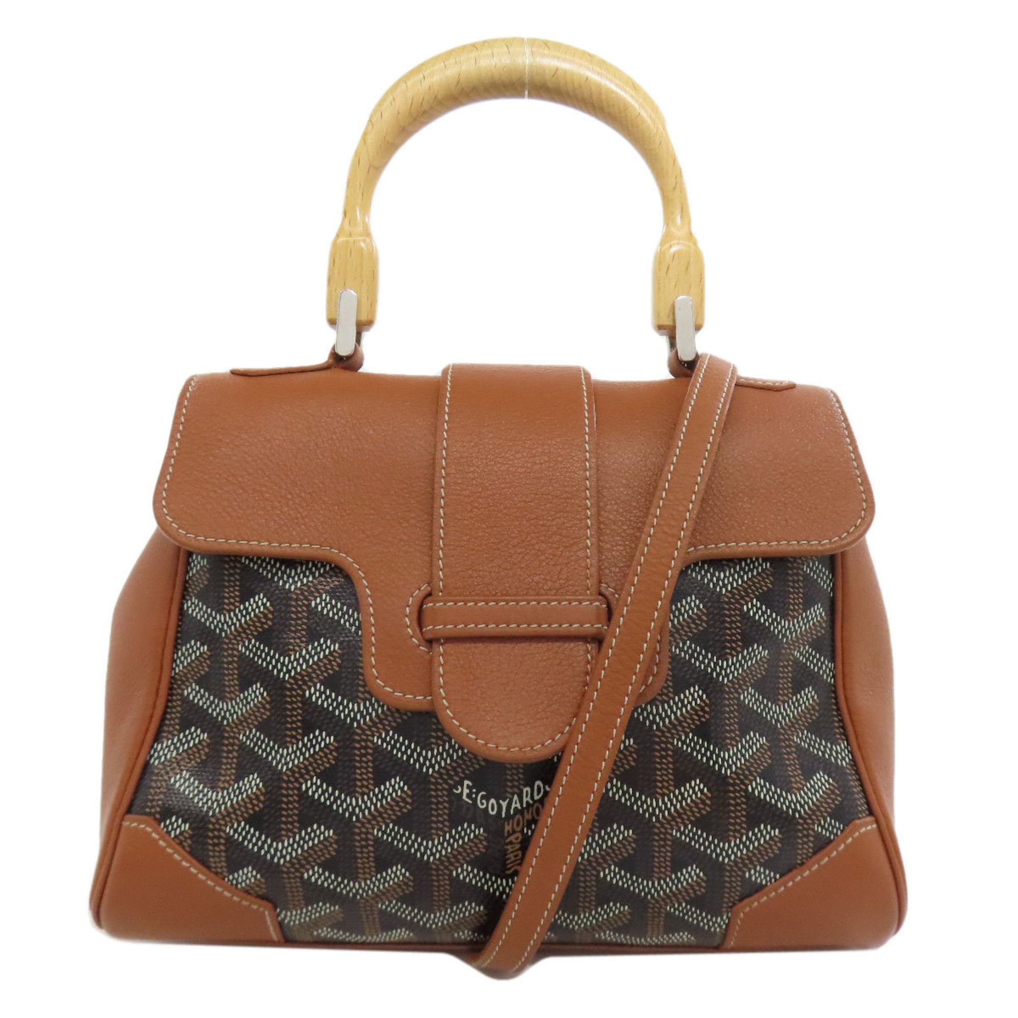 Goyard Saigon Mini Handbag in Coated Canvas and Calfskin Leather for Women