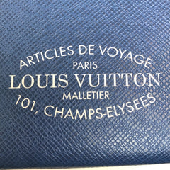 LOUIS VUITTON M30399 Taiga Pochette Voyage MM Clutch Bag/Pouch/Second Bag in Leather, Men's, Cobalt Blue — Like New