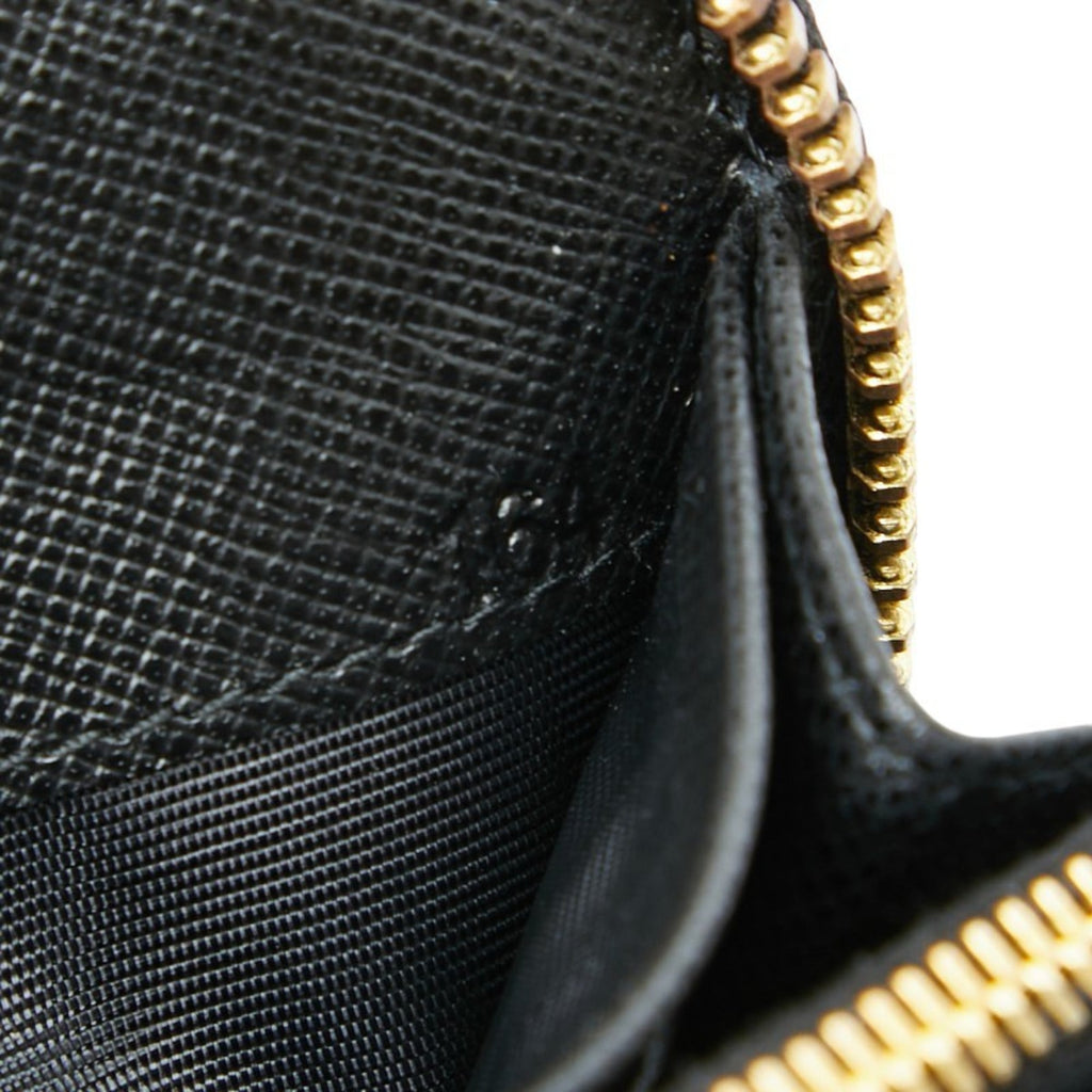 Prada Women's Round Zip Long Wallet 1M0506 Black Nylon