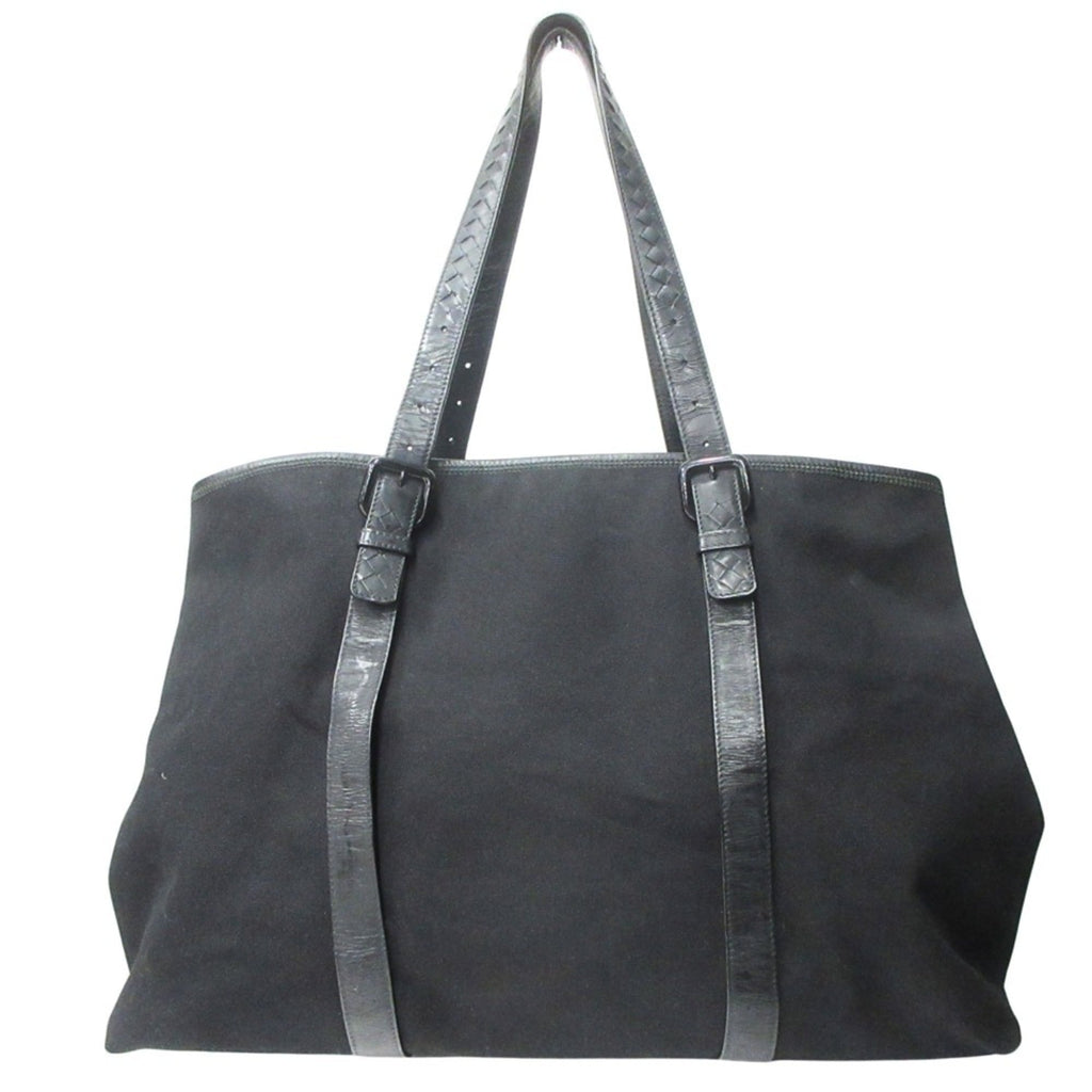 BOTTEGA VENETA Vernice Intreccia Tote Bag in Leather and Canvas, Black, for Men Women