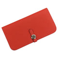 HERMES Dogon Long Wallet in Taurillon Clemence Leather with Silver Hardware, K Stamp, Made 2025, Red, Women's