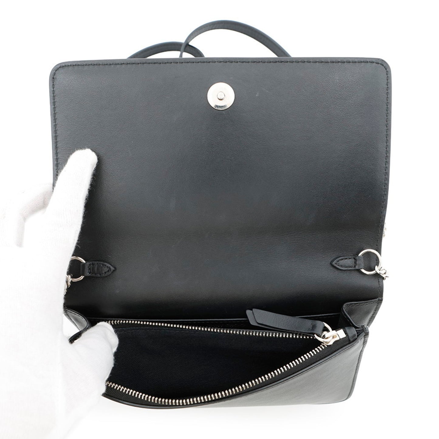 Jimmy Choo Star Leather Chain Wallet, Black,