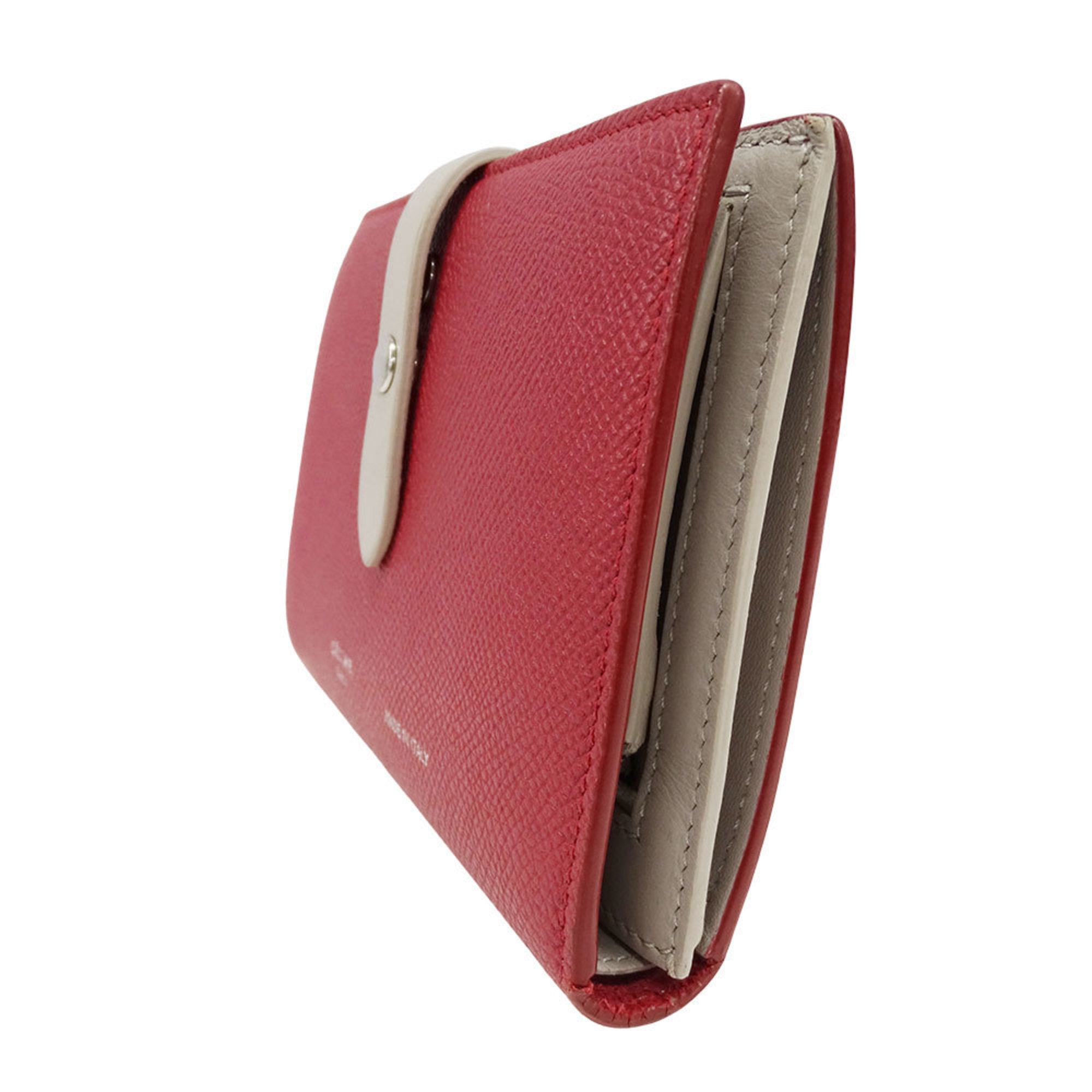 Celine Women's Leather Bi-fold Wallet with Medium Strap, Multi-Function, Red