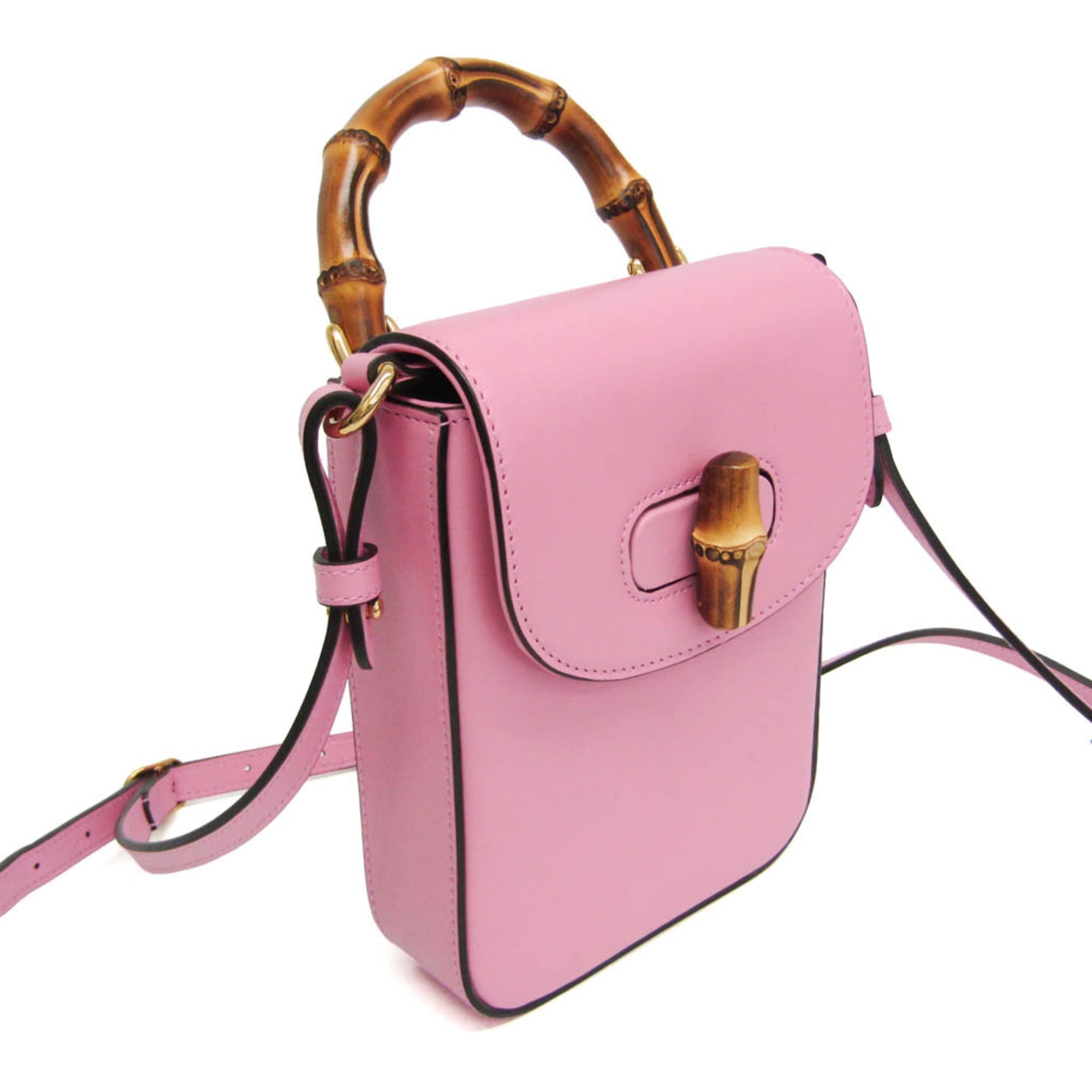 Gucci Bamboo 702106 Women's Leather Backpack,Handbag,Shoulder Bag Pink — Like New