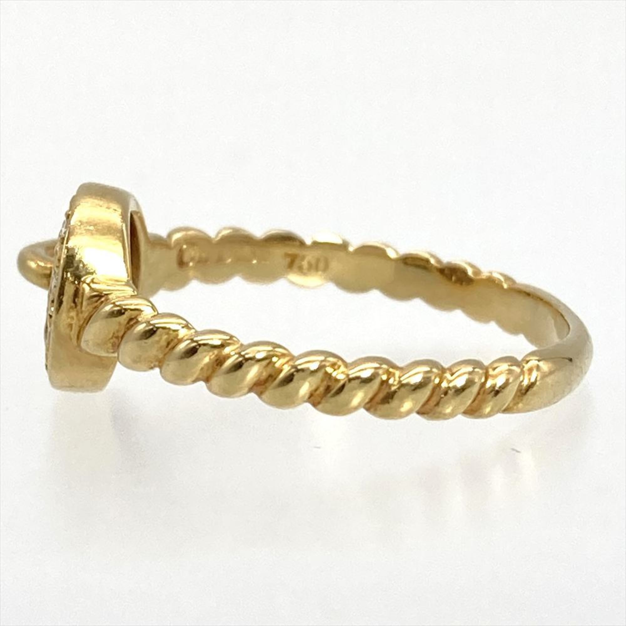 Christian Dior Circle Twist Ring with Diamonds, Approximately 2.2g, 18KYG Yellow Gold