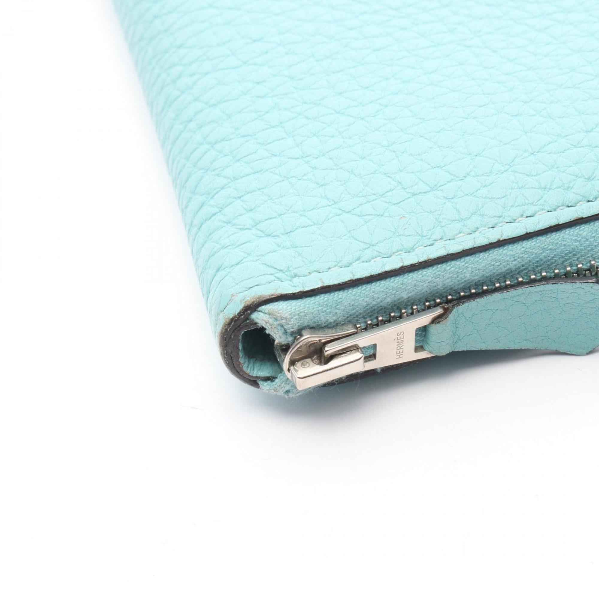 Hermes Hermès Azap Long Round Wallet in Taurillon Clemence Leather, Blue, for Women