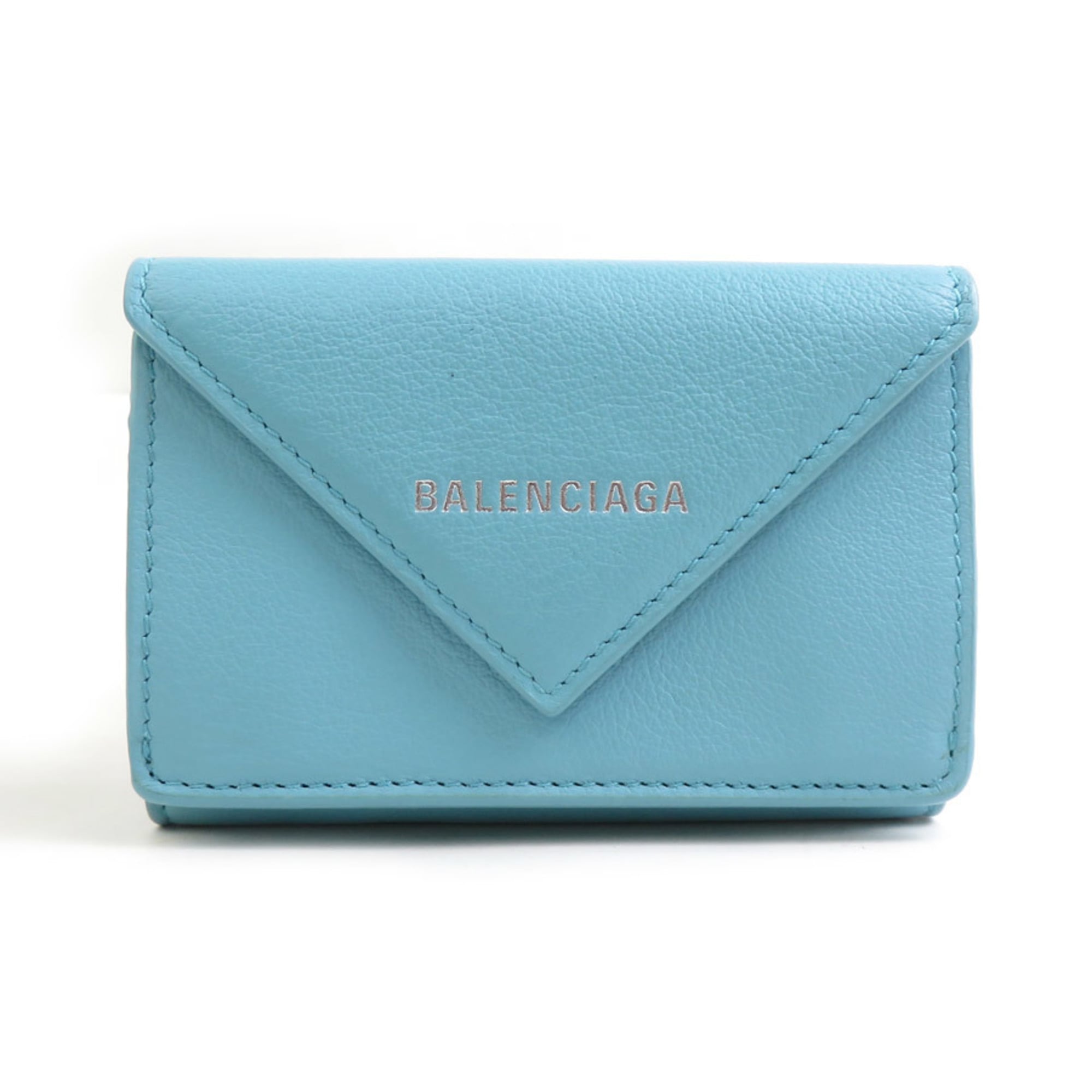 Balenciaga BALENCIAGA Tri-fold Wallet, Light Blue Leather, Unisex, r10927g