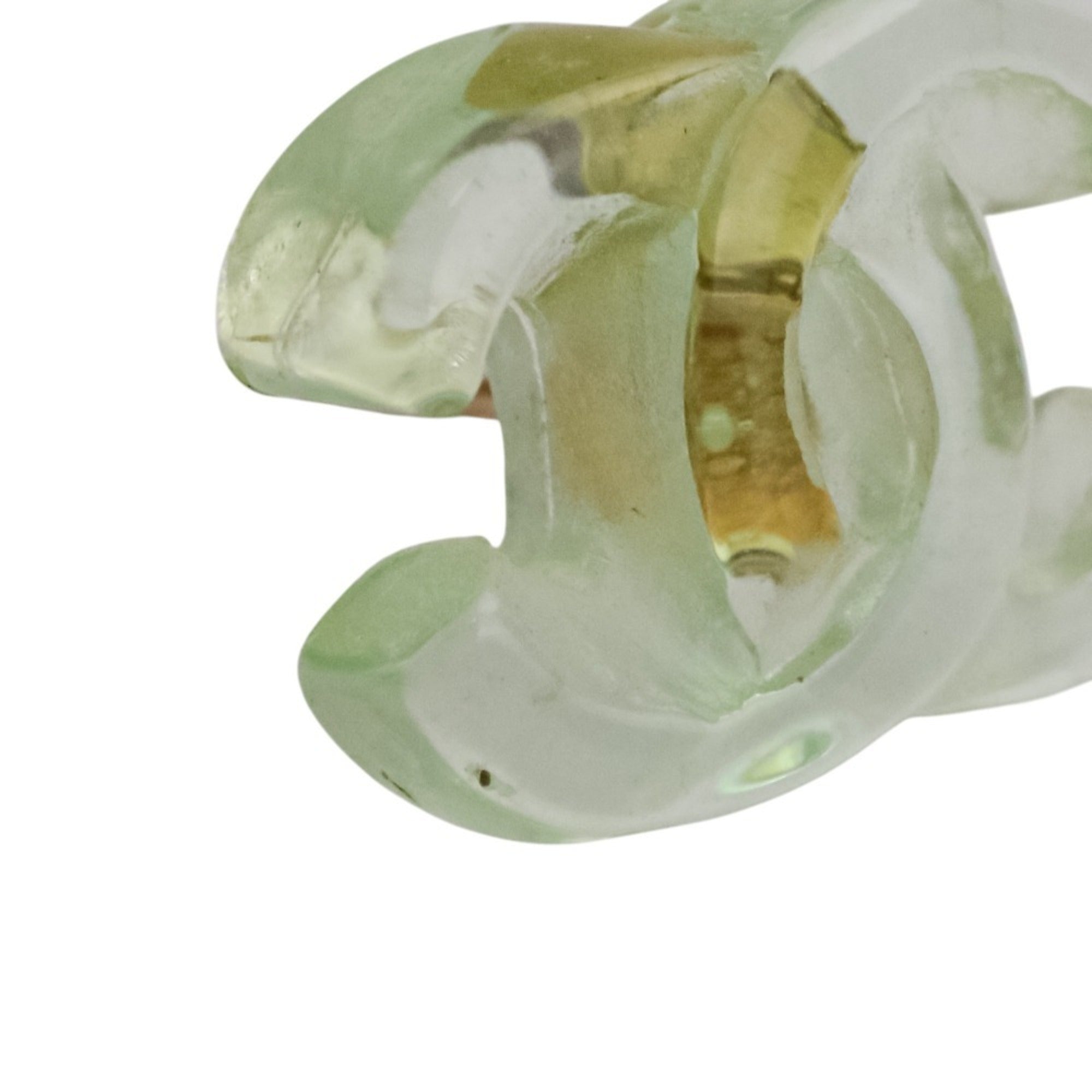 01P CHANEL Chanel Coco Mark Turnlock Plastic Earrings Mint Green Women's — Like New
