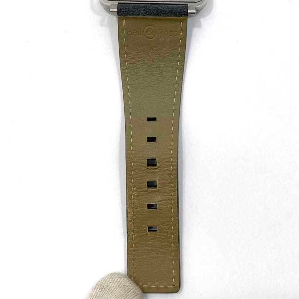 Bell & Ross Watch Aviation 39 f-22679 Camouflage White Shell Silver Gray BRS-64-S Men's SS Suede Leather Rubber Quartz Square Dial Interchangeable Strap Battery Operated — Good