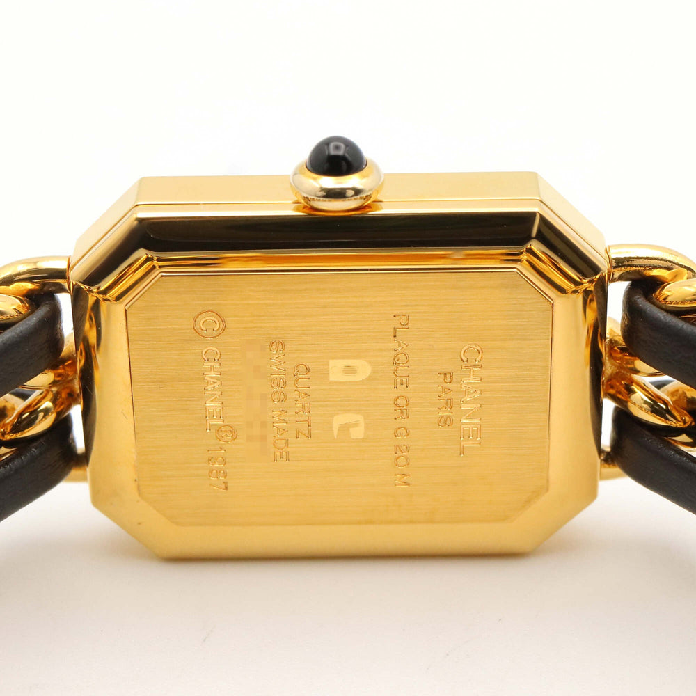 Chanel CHANEL Première M Watch, Gold Plated Leather, Women's, Black, H0001 — Very Good