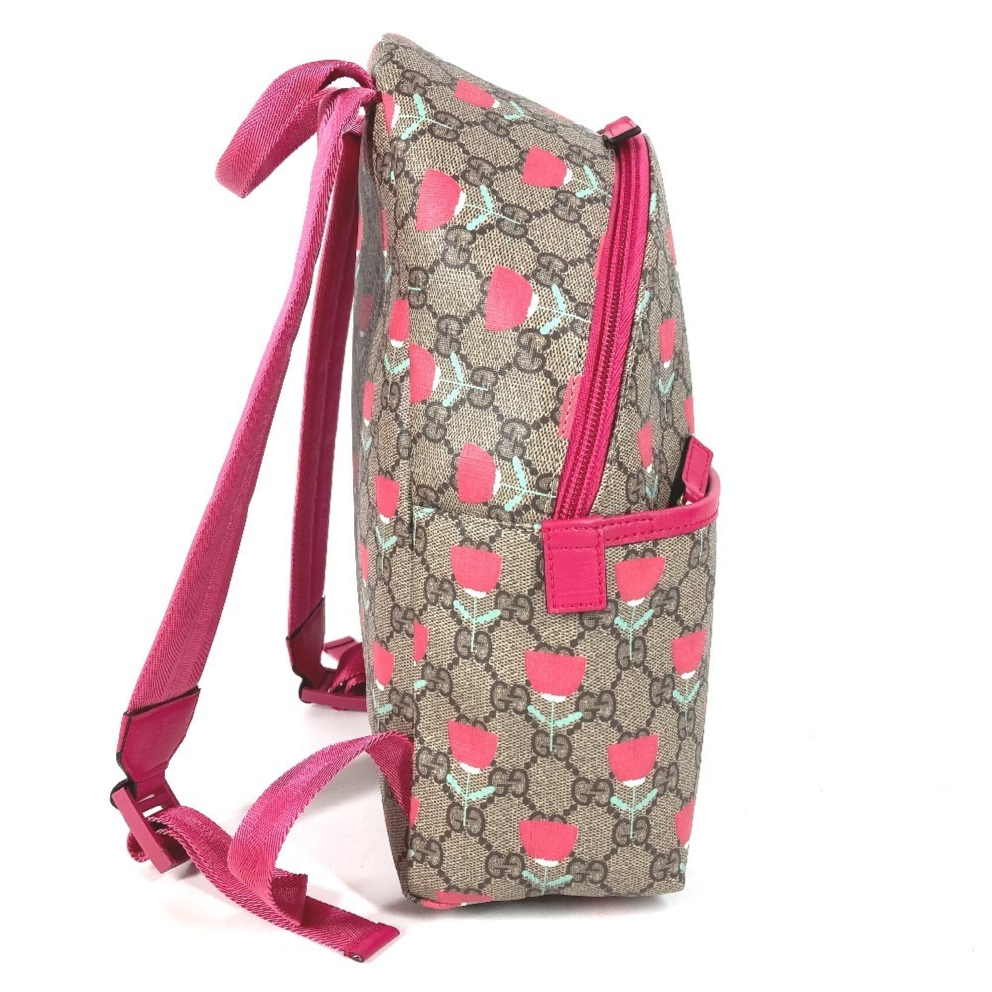 GUCCI 782708 Kim Seung-yeon GG Supreme Logo Flower Tulip Bag Backpack Rucksack Canvas Kids Beige Like New — Like New