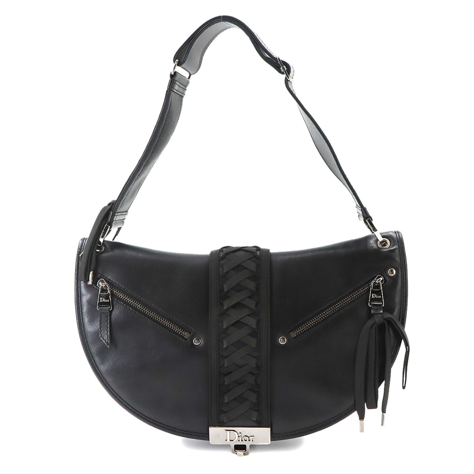 Christian Dior Admit It Shoulder Handbag Leather Black Corset — Like New