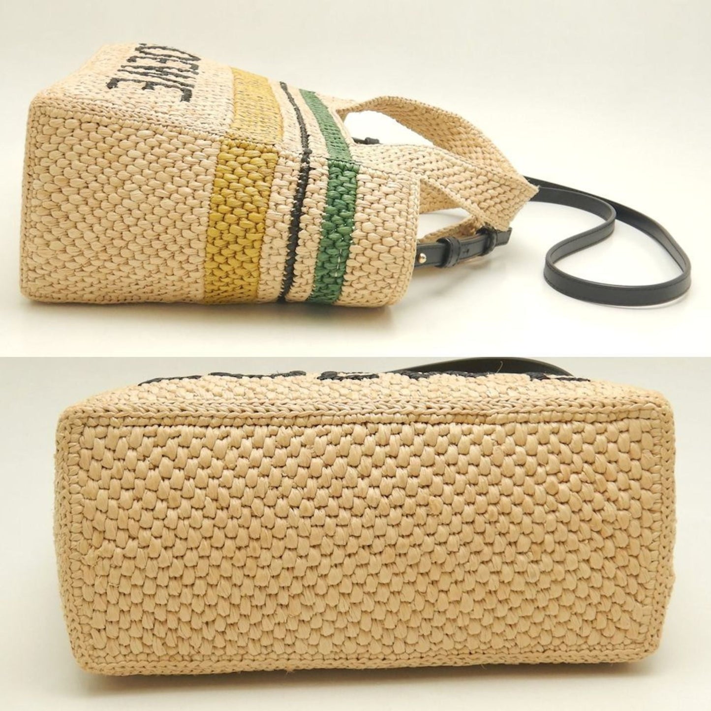 LOEWE Font Stripe Tote Bag A685B61X04 in Natural Raffia, Women's, 253423