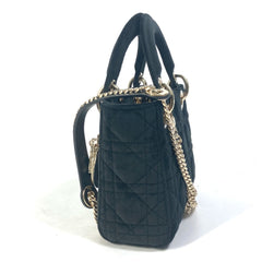 Christian Dior Dior Lady Chain Cannage Rhinestone Shoulder Bag Handbag Velour Leather Women's Black — New - Store Return