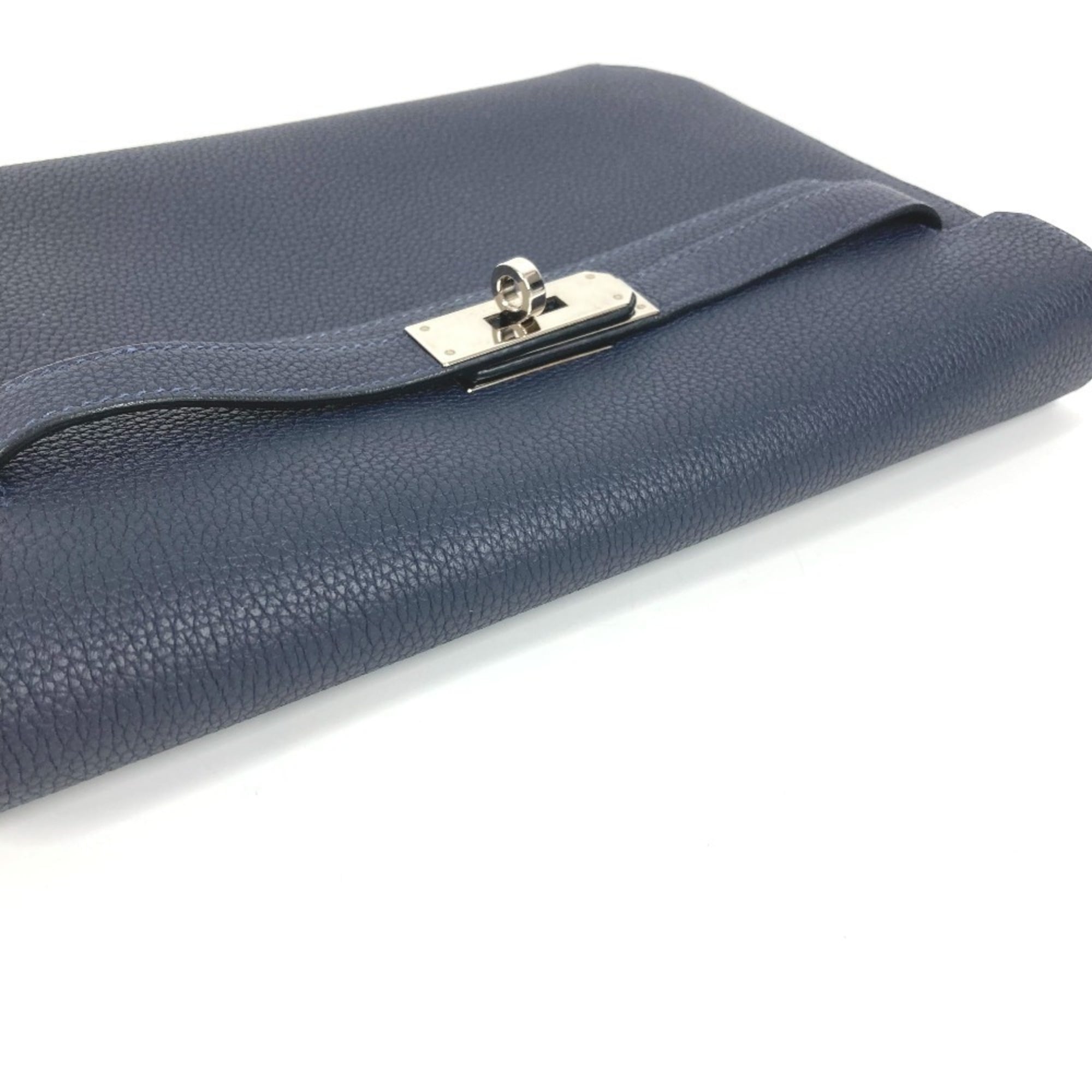 HERMES Kelly Depeche 25 Second Bag, Pouch, Flap Clutch Togo, Men's and Women's, Navy