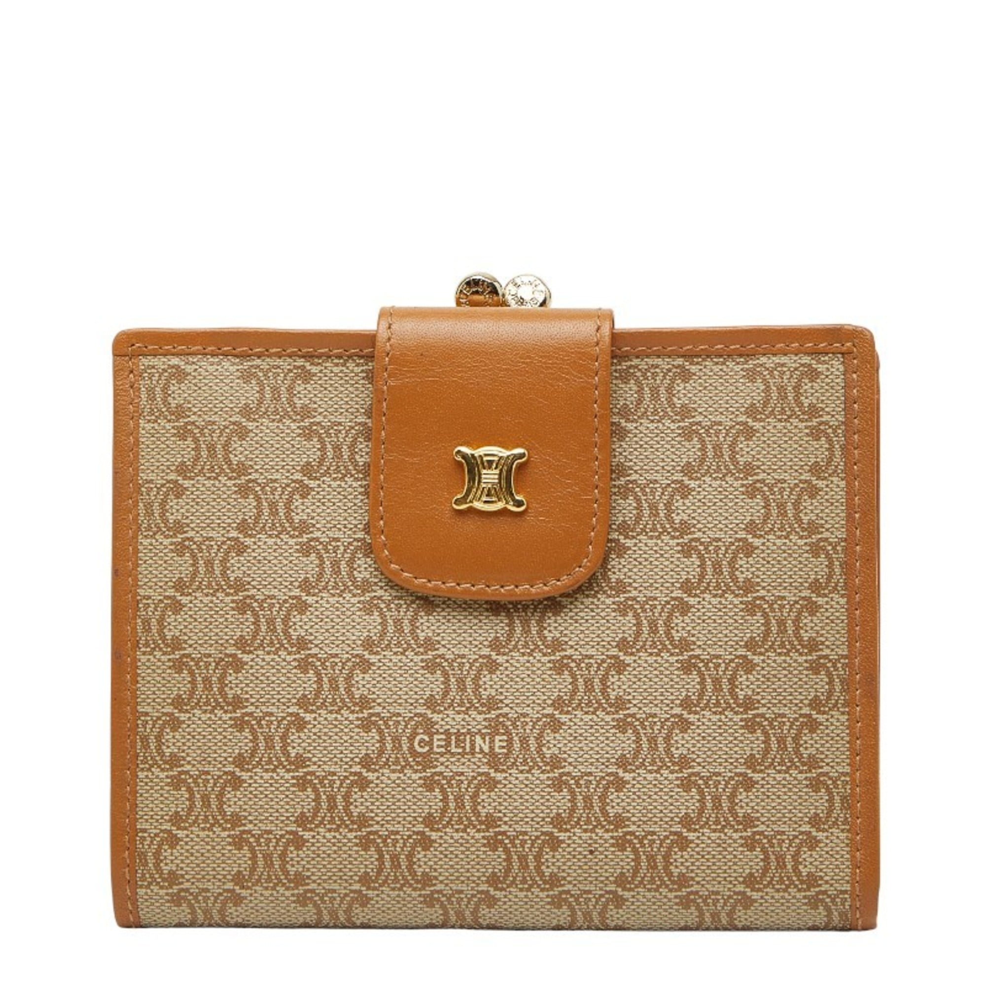 Celine Macadam Bifold Wallet in Brown and Beige Leather for Women