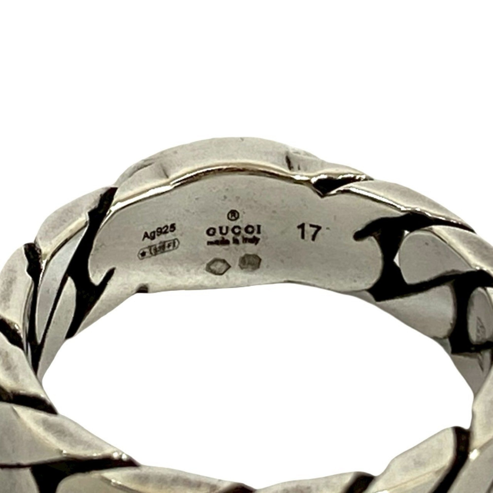 GUCCI Interlocking G Silver 925 Ring, Size 16, and Pink, 14725